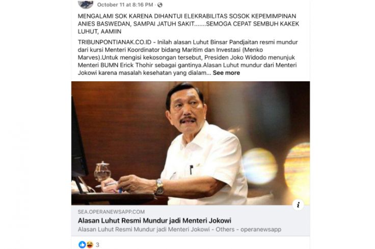 Jubir Pastikan Kabar Luhut Mundur Dari Kabinet Tidak Benar