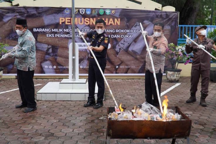 Bea Cukai Langsa Musnahkan 2,3 Juta Batang Rokok Ilegal