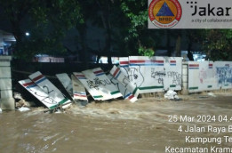 Tanggul Kali Hek Jaktim Jebol Karena Debit Air Ciliwung