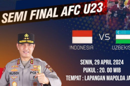 Polisi Se-Indonesia Nobar Timnas Indonesia U-23 Vs Uzbekistan