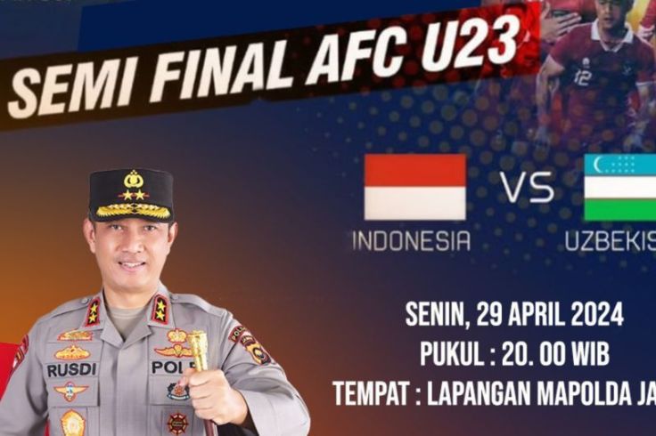 Polisi Se-Indonesia Nobar Timnas Indonesia U-23 Vs Uzbekistan
