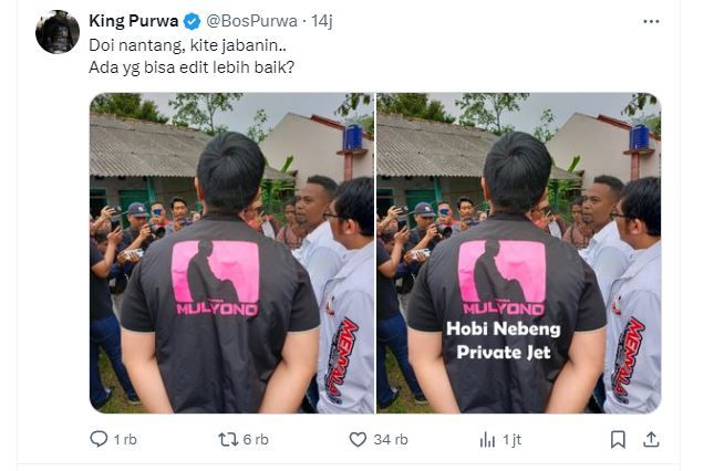 Netizen Edit Foto Rompi Kaesang ”Putra Mulyono Hobi Nebeng Private Jet”