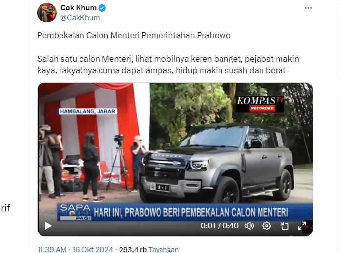 Menyakitkan Rakyat! Para Calon Menteri Prabowo Pamer Mobil Mewah