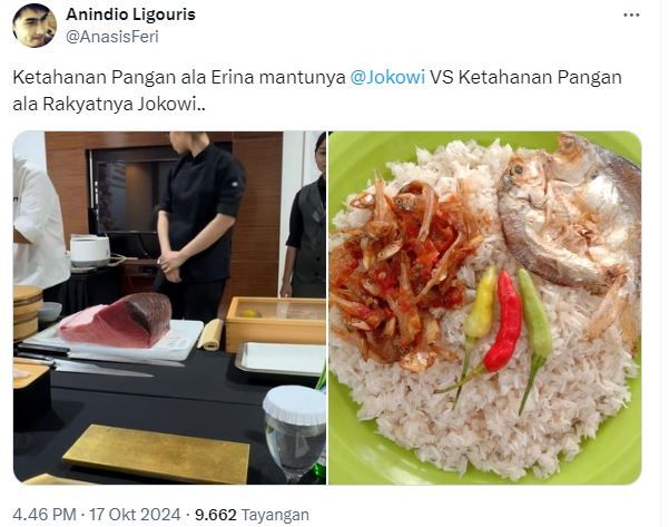 Viral! Erina Gudono Pamer Hidangan Omakase, Netizen Unggah Nasi Ikan Asin