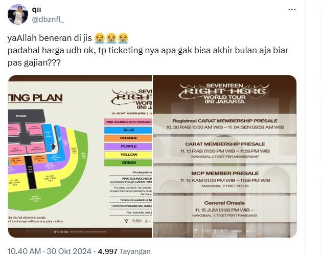 Ya Beneran di JIS, Segini Daftar Harga Tiket Konser SEVENTEEN