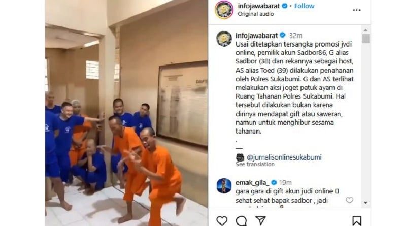 Kocak! Gunawan Sadbor Lanjut Joget ”Patuk Ayam” di Dalam Penjara