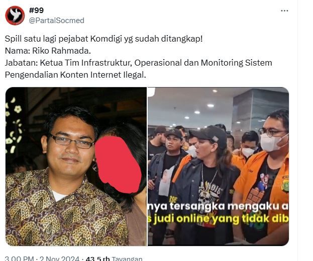 Netizen ”Telanjangi” Wajah Pejabat dan Pegawai Komdigi Begundal Judi Online