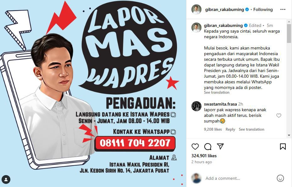 Yuk Uji Layanan ”Lapor Mas Wapres” Gibran, Beneran Efektif atau Sekadar ”Basa-Basi”