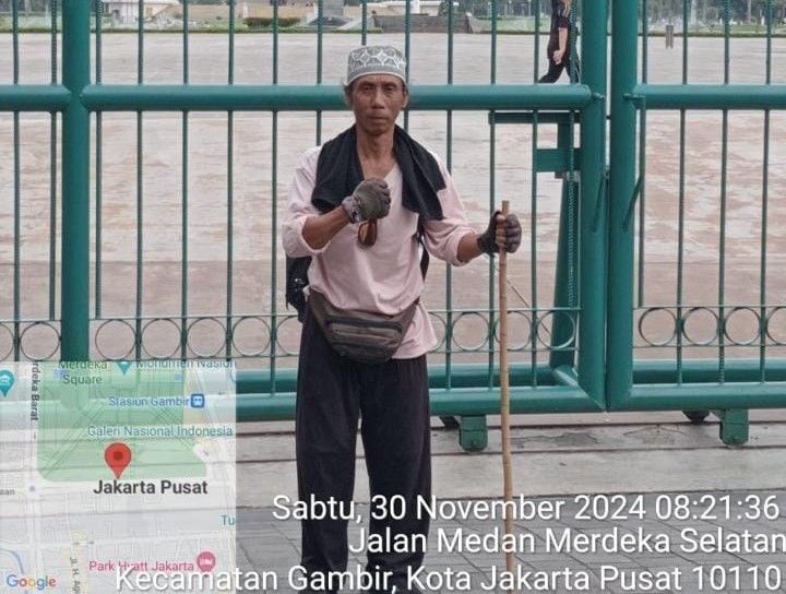 Perjuangan Amin Kamaludin, Jalan Kaki Cilacap-Monas Demi Hadiri Reuni Akbar 212 2024